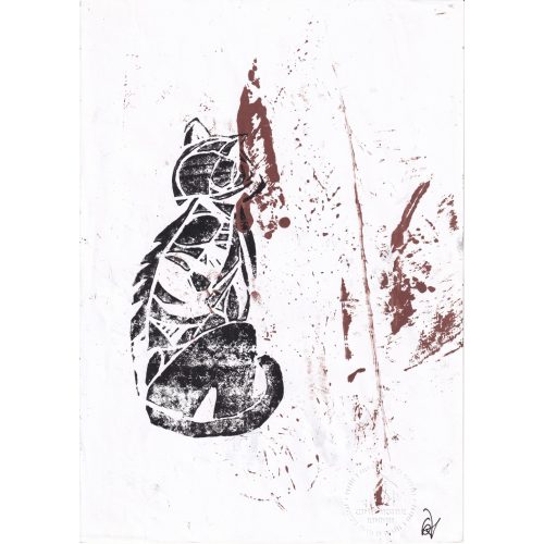 Dulcinea, a macska 7. - monotípia, linómetszés