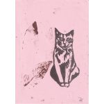 Tamás, a macska 34. - monotípia, linómetszés