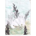 Manó, a macska 2. - akvarell, monotípia