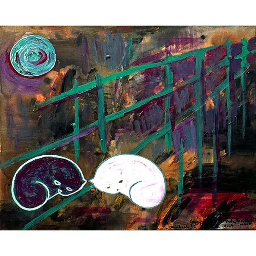 Összekuckorodás 11. - akril, olaj festmény